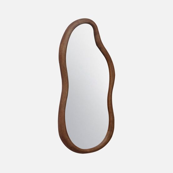Miroir organique austin en bois d'hévéa, couleur noyer, 3 tailles différentes