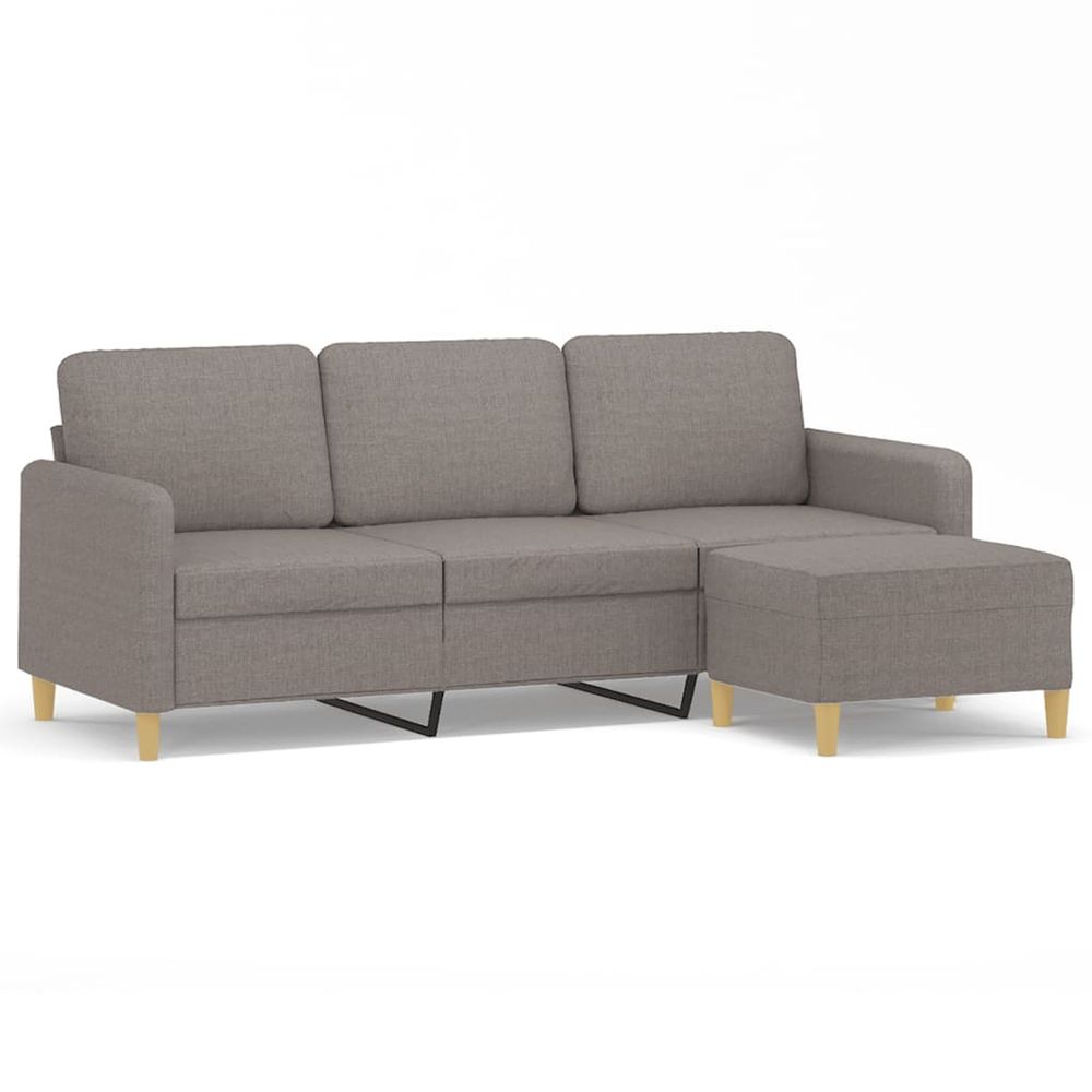 Canapé à 3 places avec repose-pieds taupe 180 cm tissu