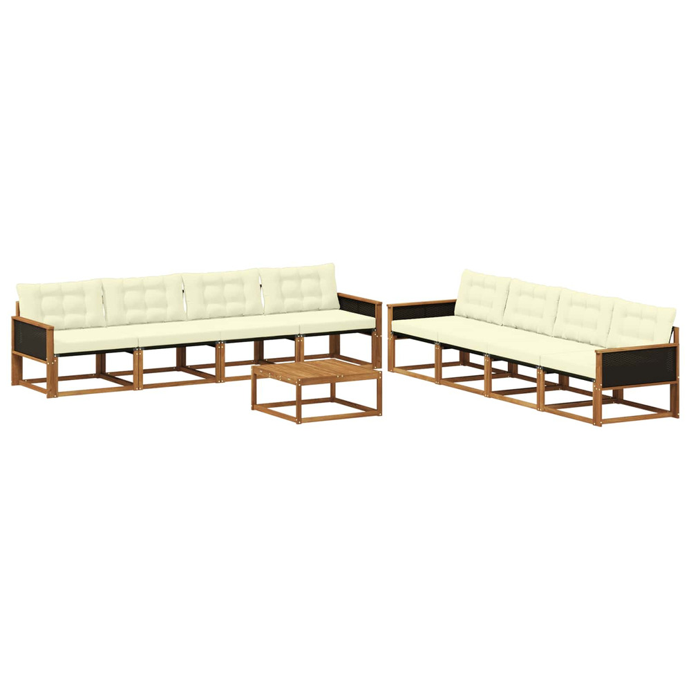 Ensemble de canapés d'extérieur 9 pcs naturel et crème