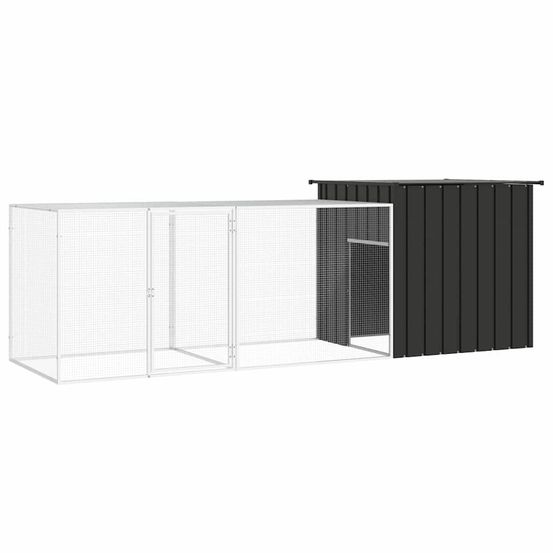 Poulailler acier galvanisé enclos volailles extension modulable 300x91x100cm anthracite