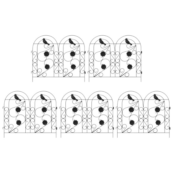Clôture de jardin 5 pcs noir acier