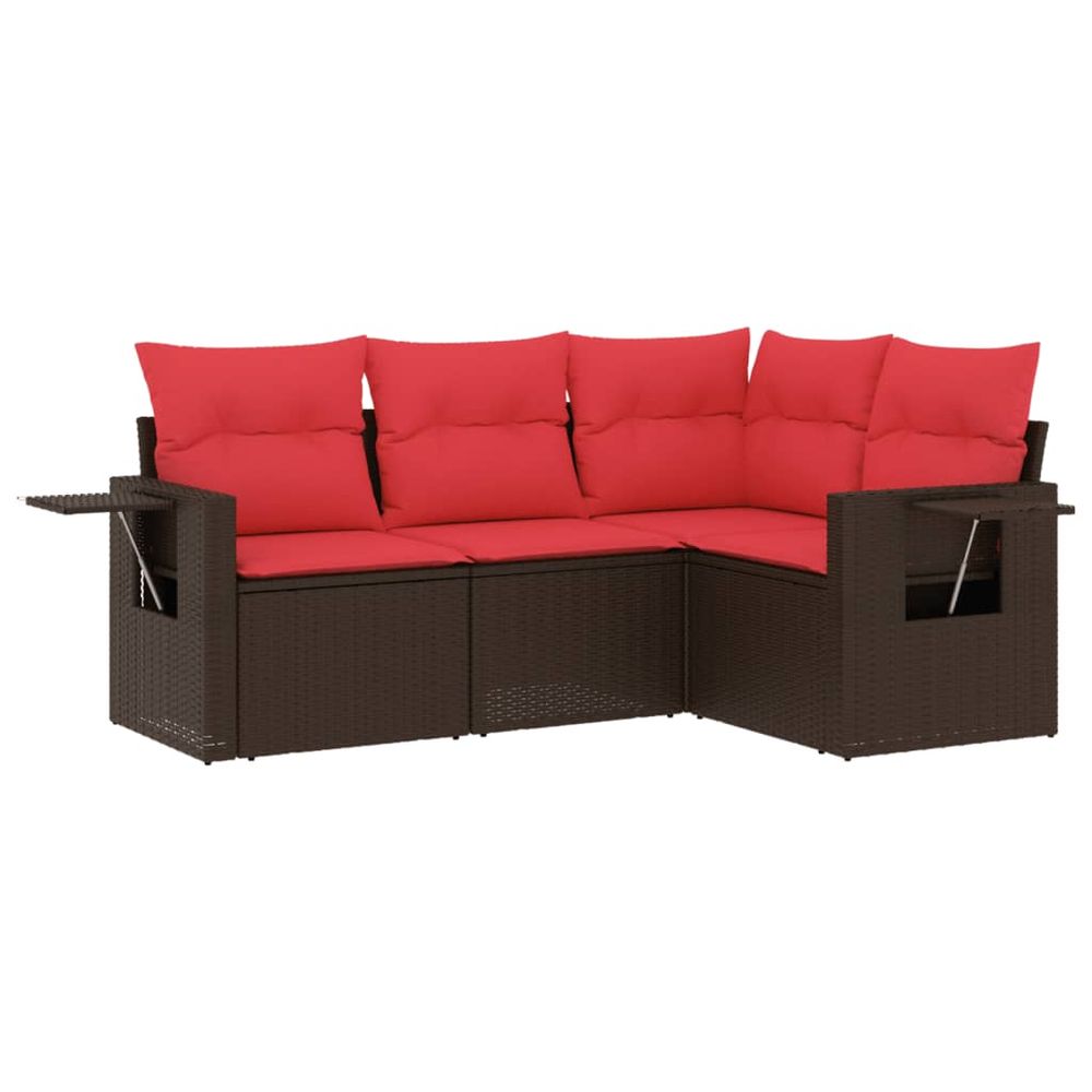 Ensemble de canapé de jardin 4 pcs avec coussins marron