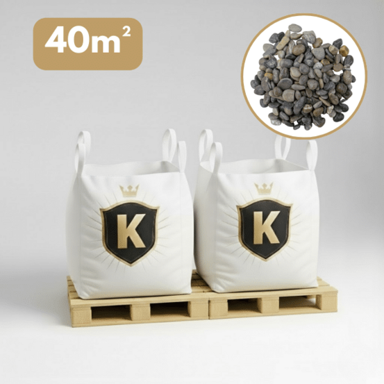Gravier rivière gris 16/22,4 mm – pack 2 big bag +/- 1,5t – 40 m²