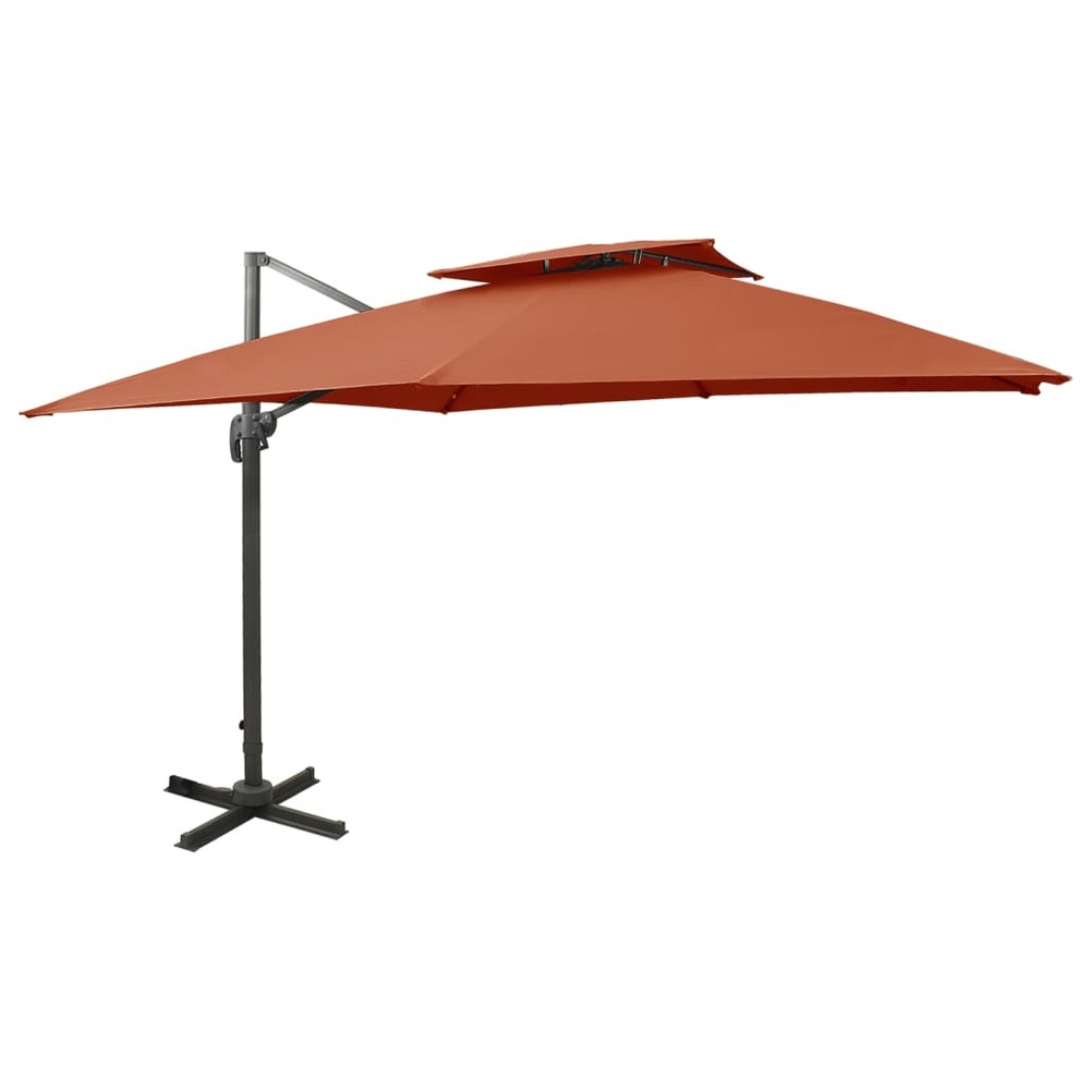 Parasol déporté à double toit 300 x 300 cm orange