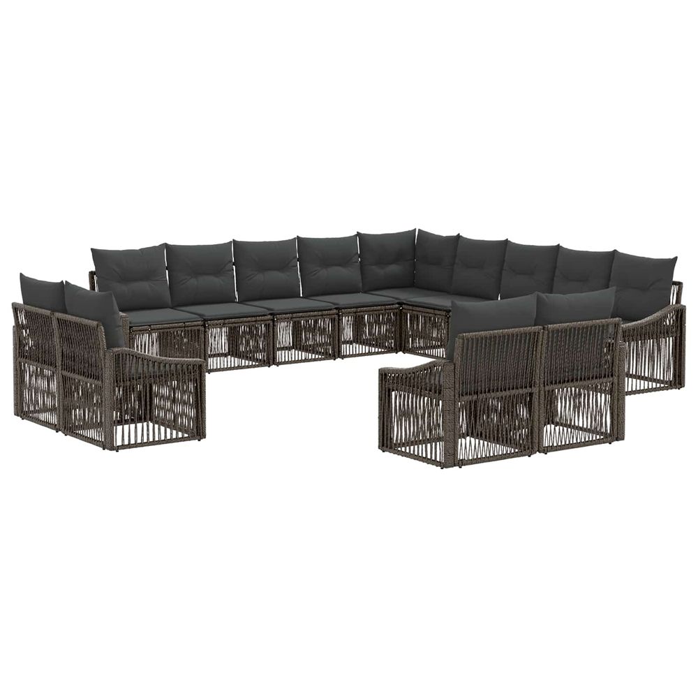 Ensemble de canapé de jardin 13 pc gris polyrotin