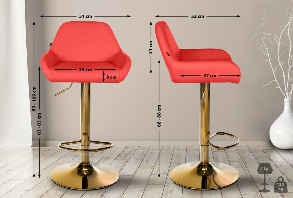 Tabouret de bar braga gold simili cuir