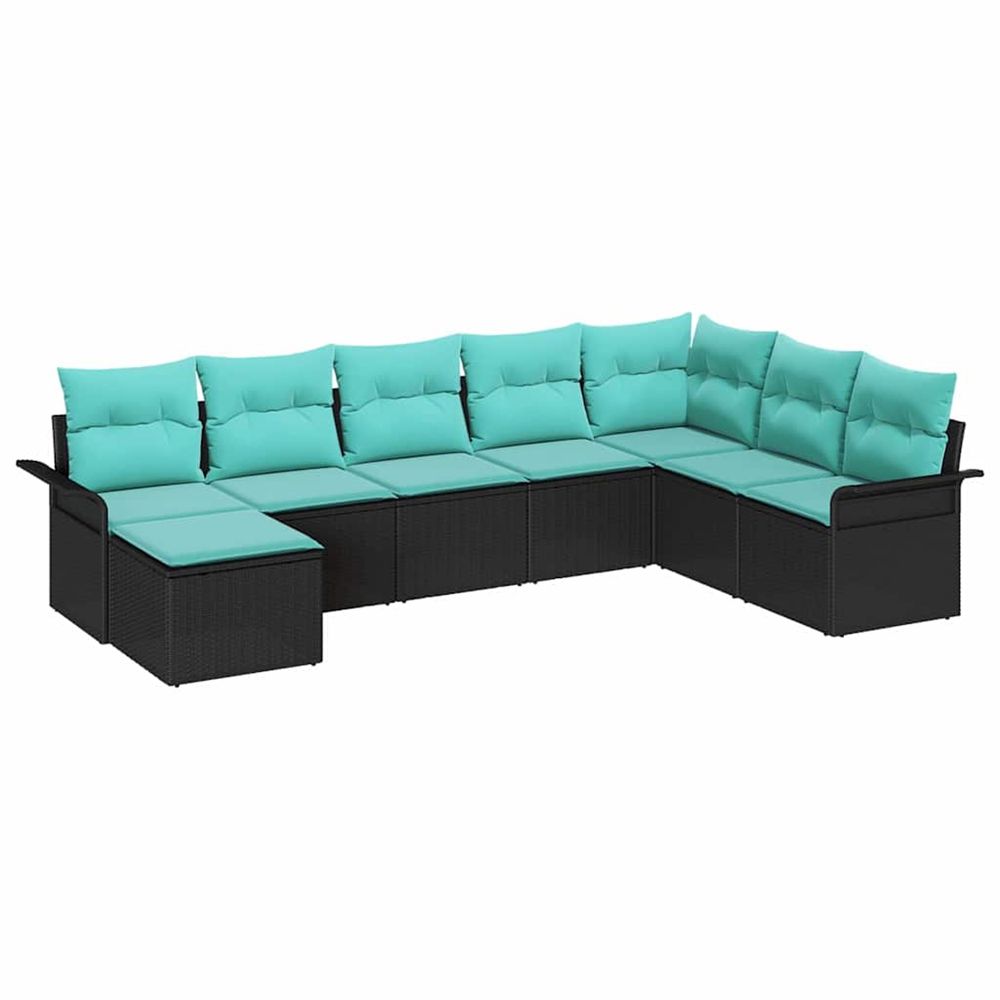 Ensemble de canapé de jardin 8 pc noir poly rotin