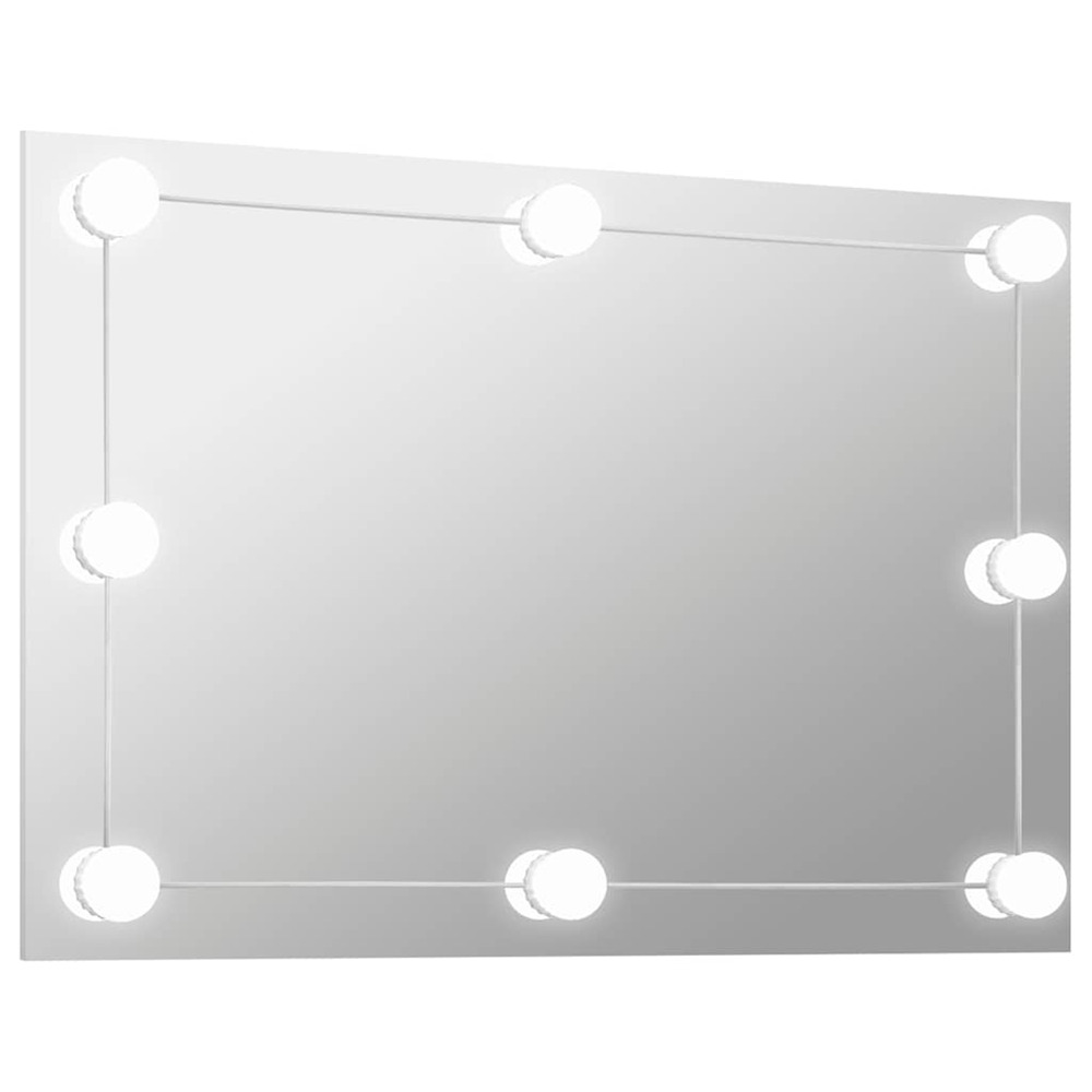 Miroir mural sans cadre avec lampes led rectangulaire verre