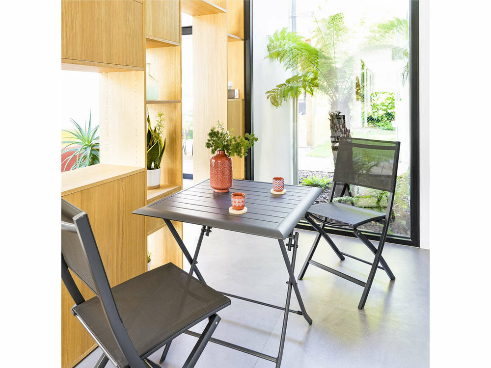Table de jardin carrée azua 2 places graphite