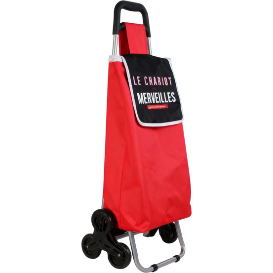 Chariot shopping en polyester 6 roues rouge