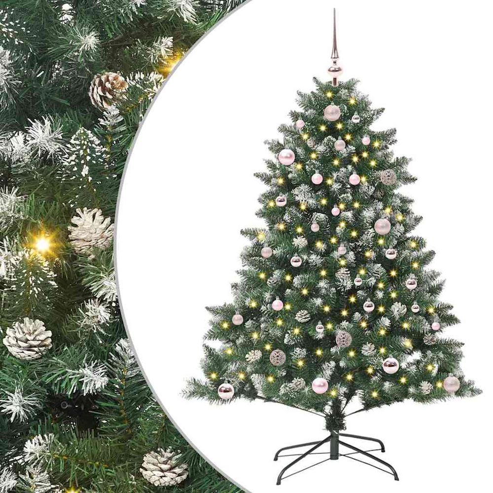 Sapin de noël artificiel vert 150 cm pvc, plastique et acier