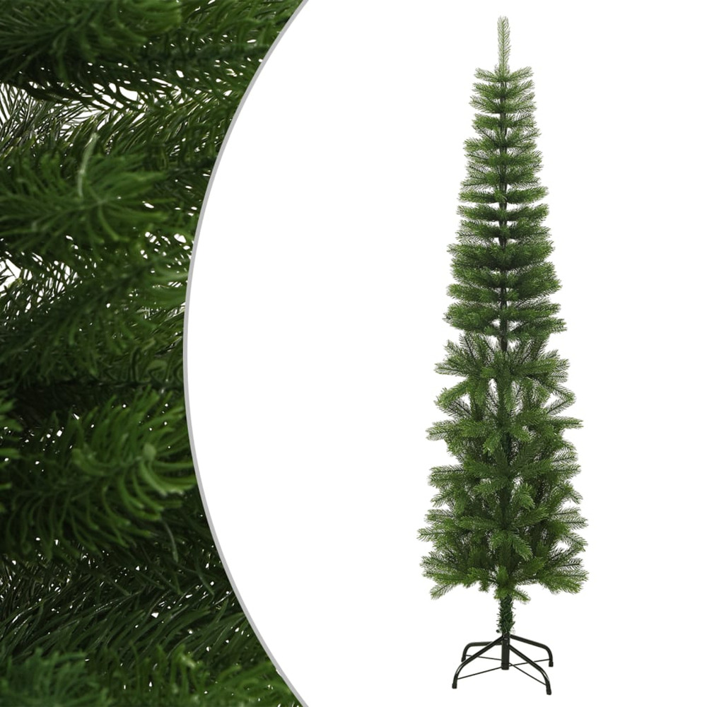 Sapin de noël artificiel mince avec support 240 cm pe