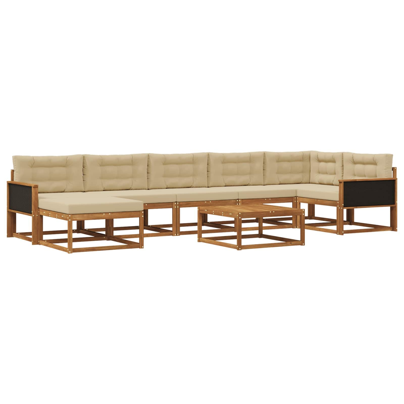 Ensemble de canapés d'extérieur 8 pcs naturel et beige