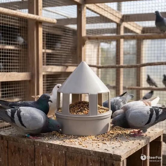 Mangeoire à grit 1,5 l pour pigeons – 3 compartiments
