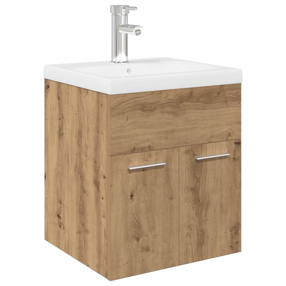 Meuble lavabo avec bassin et robinet intégrés chêne artisanal