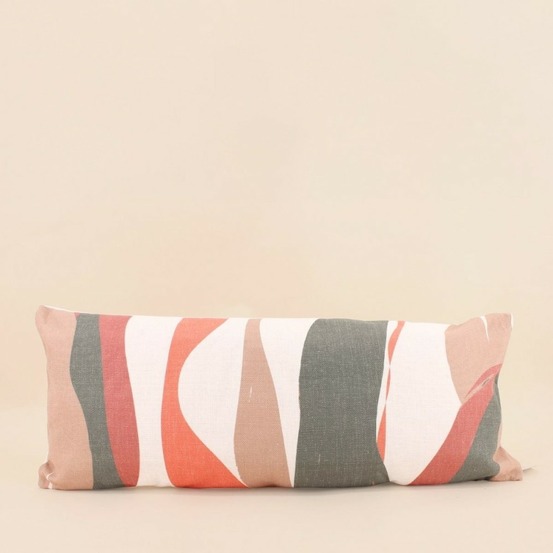 Coussin effet lin déperlant & anti-uv imprimé coloré 30x70cm