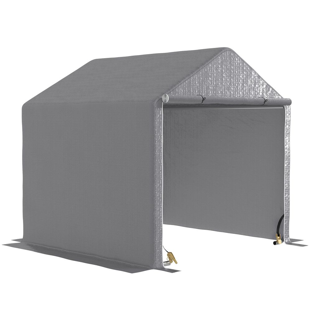 Abri de jardin rangement extérieur en pe résistant aux uv gris dim. 2l x 2l x 2h m