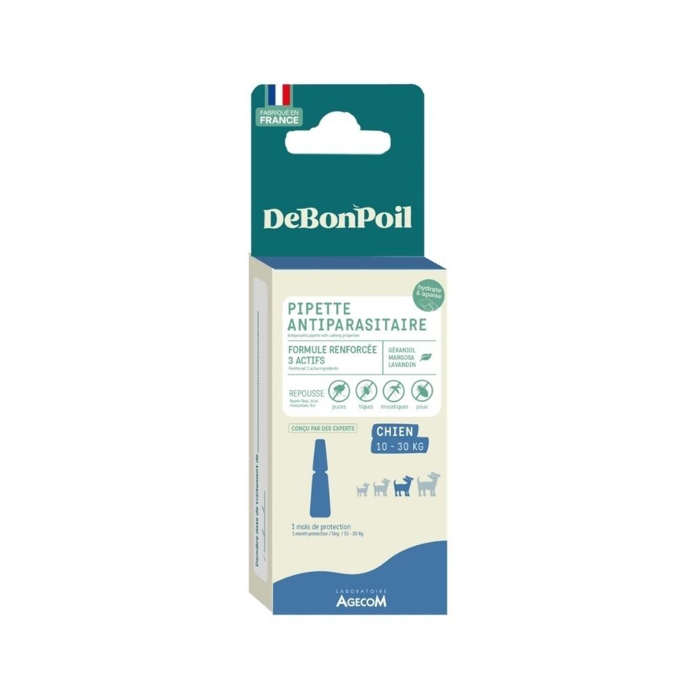 Pipettes antiparasitaires chien 10 à 30 kg debonpoil 1 pipette