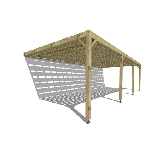 Pergola bois • 9m x 4m • adossée • sens profondeur • platelage bois • livraison comprise