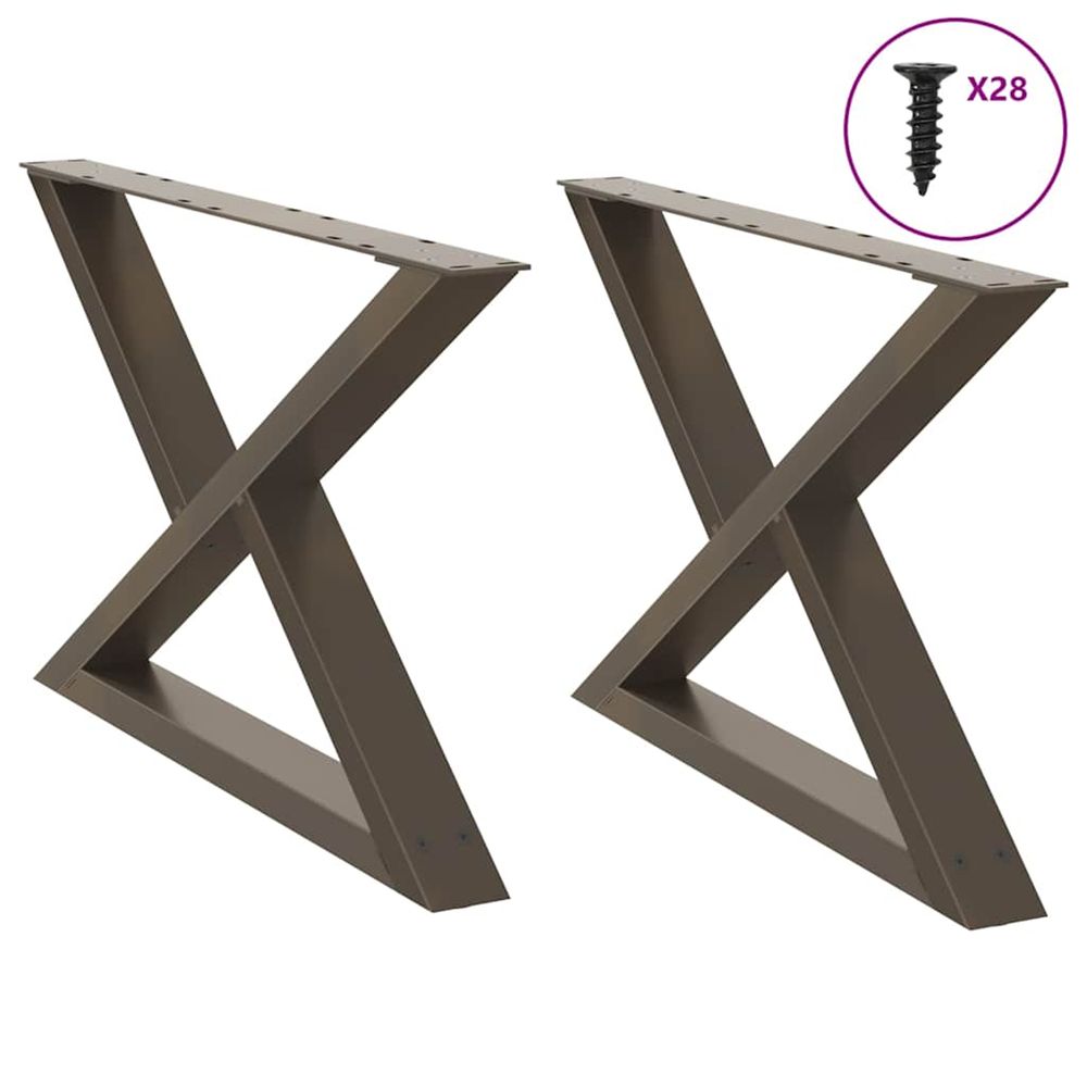 Pieds de table basse 2 pièces acier naturel 70 x (42-43,3) cm acier