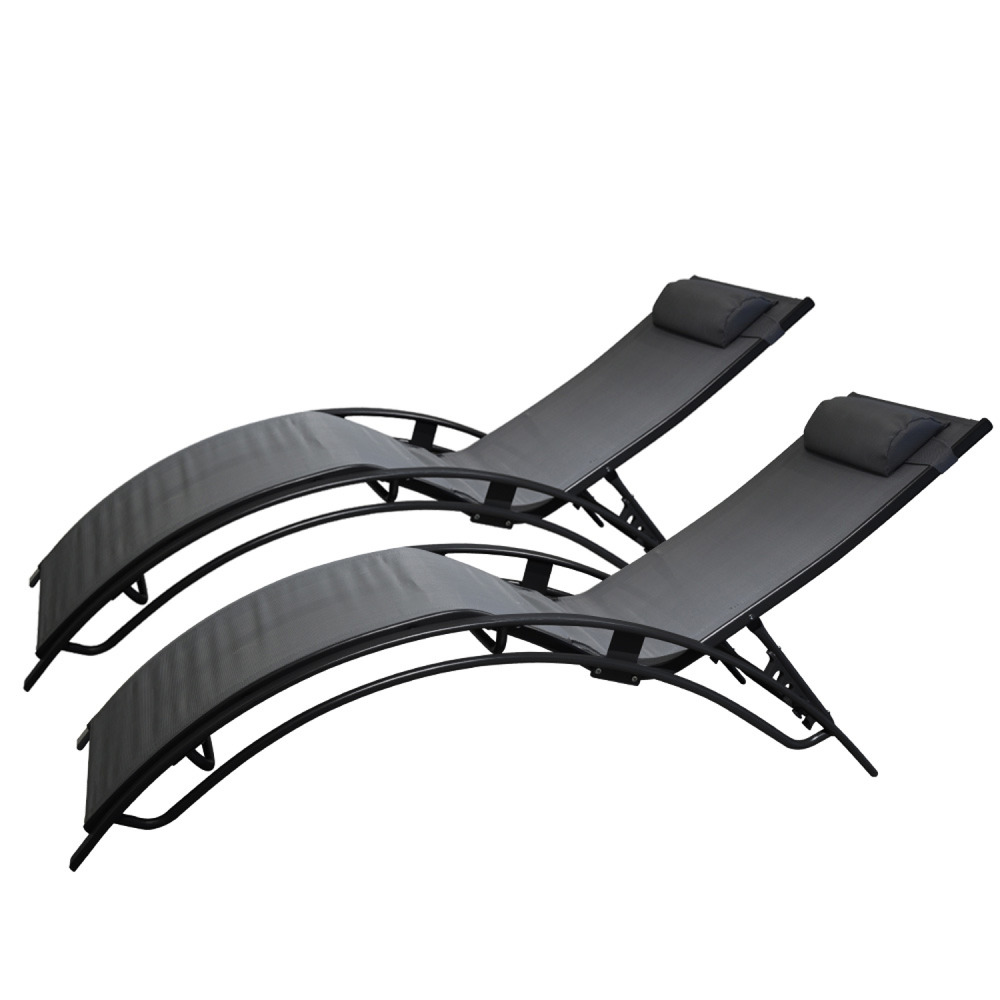 Lot de 2 transats ajustables noir et gris cali