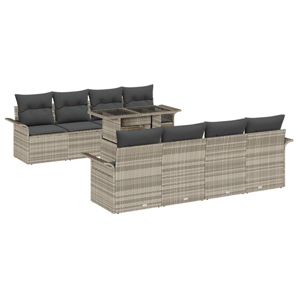Ensemble de canapé de jardin 9 pc gris clair