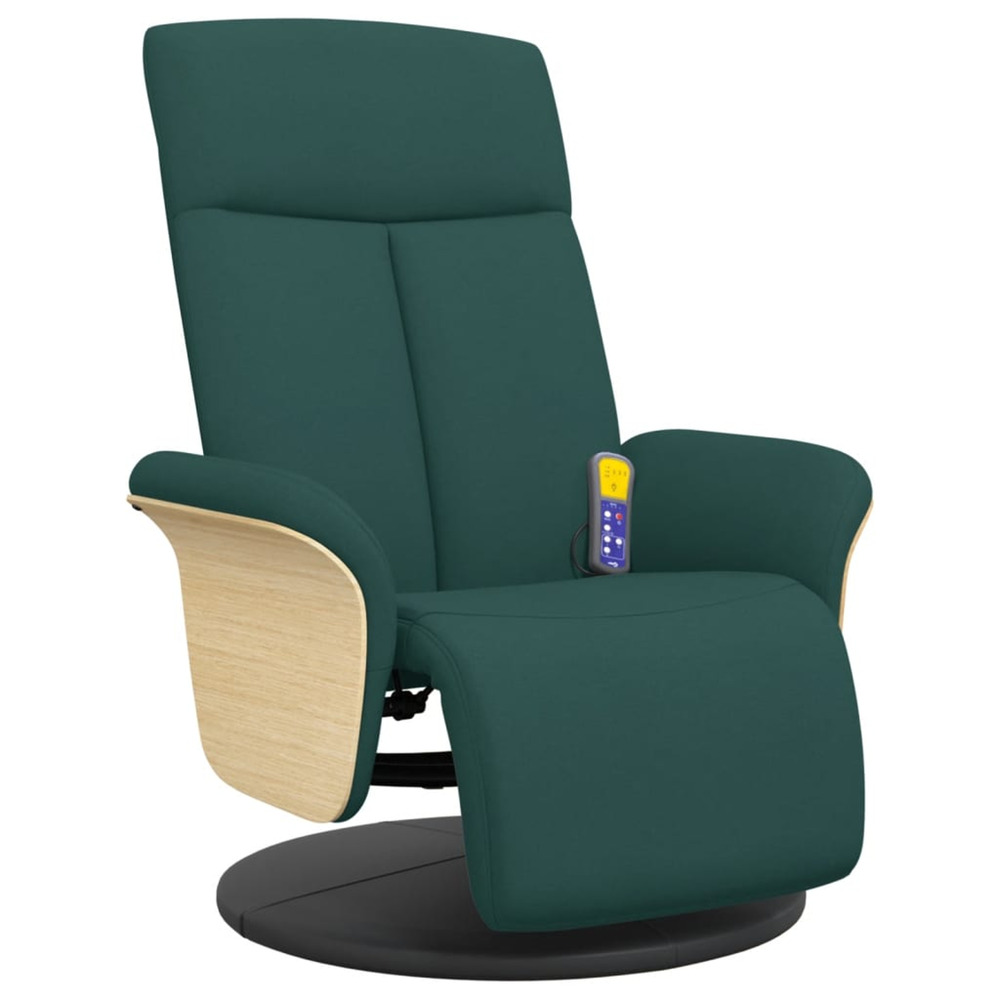 Fauteuil inclinable de massage et repose-pieds vert foncé tissu