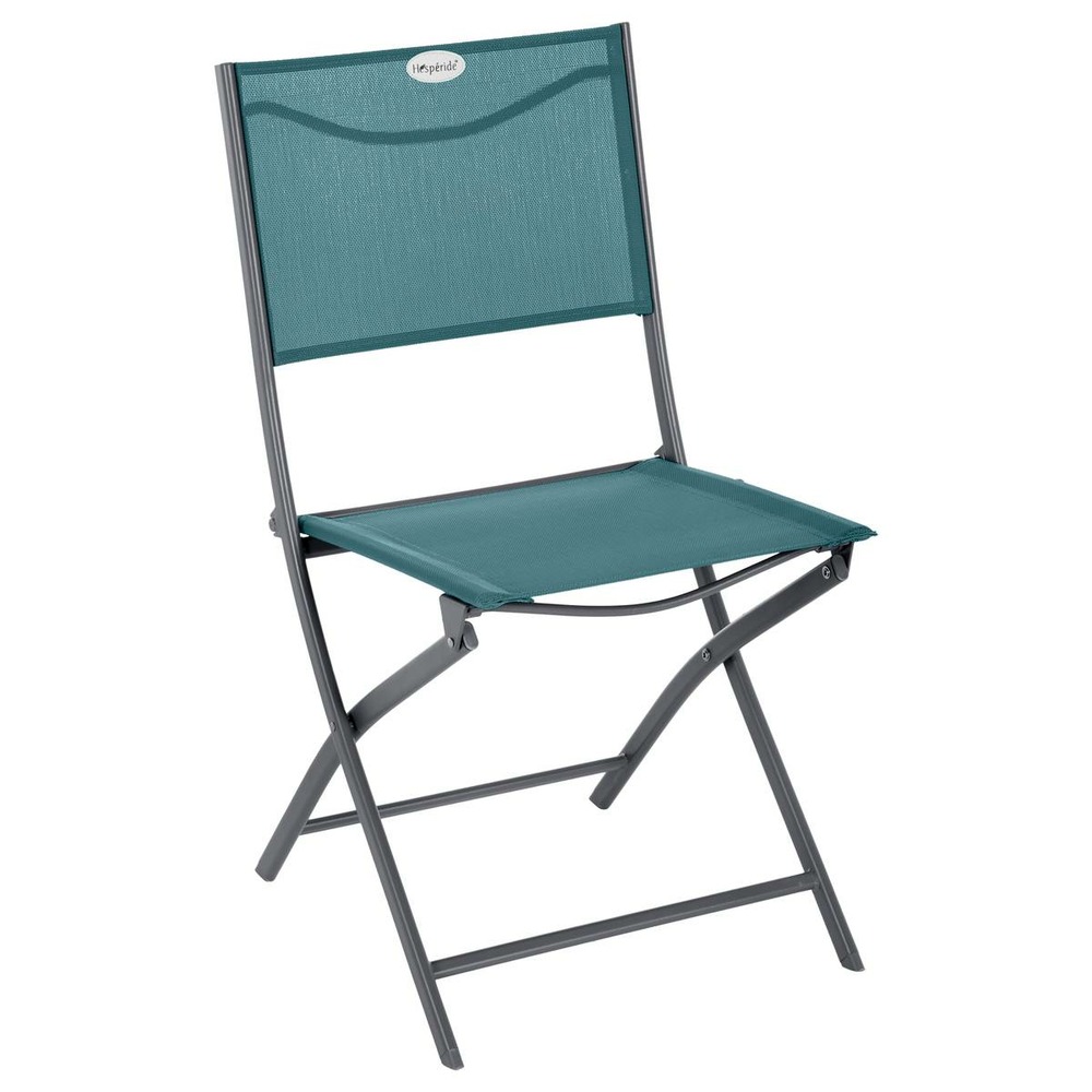 Lot de 4 chaises de jardin pliantes modula bleu canard & graphite