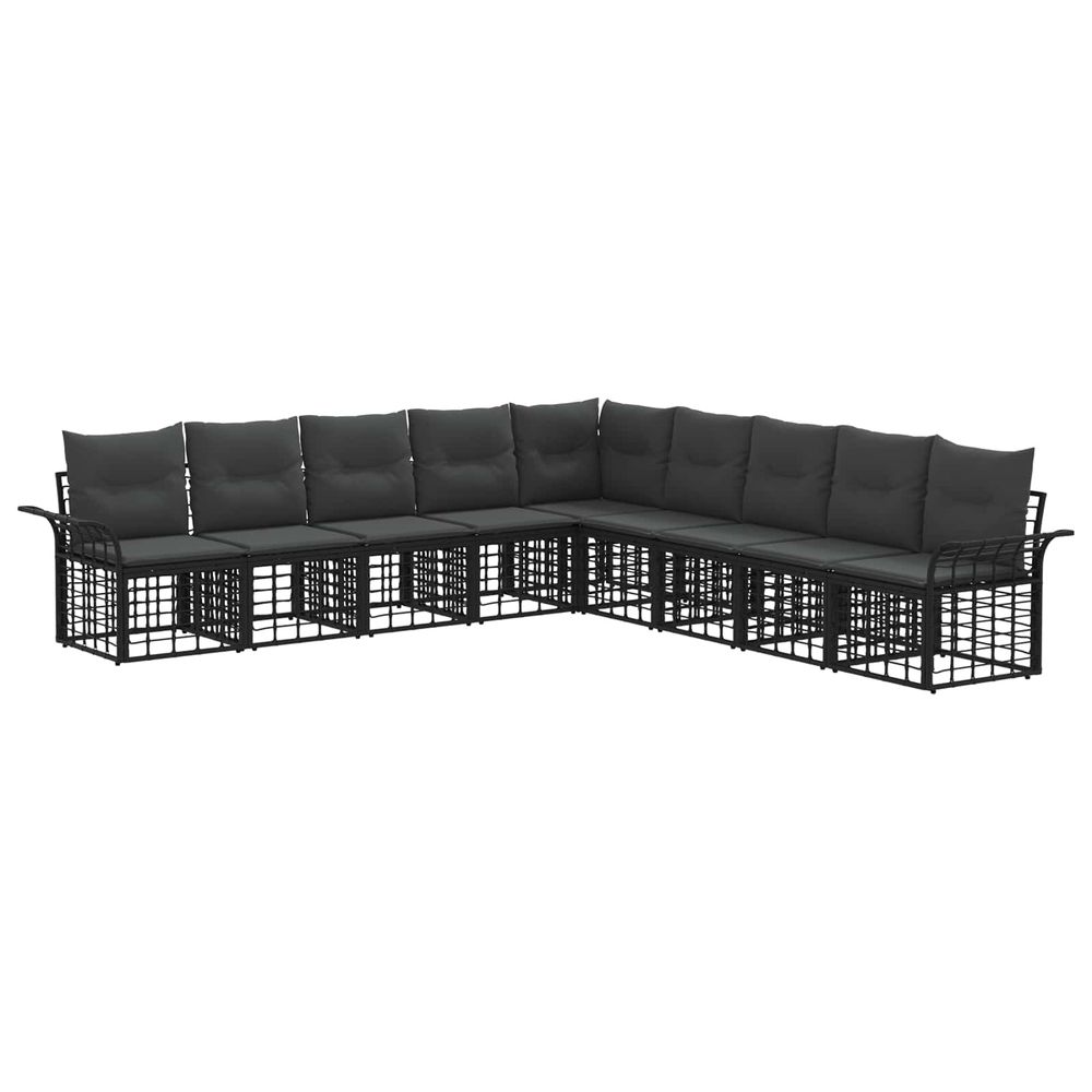 Ensemble de canapés d'extérieur 9 pc noir et gris foncé