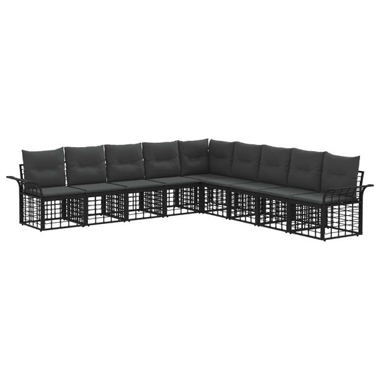 Ensemble de canapés d'extérieur 9 pc noir et gris foncé