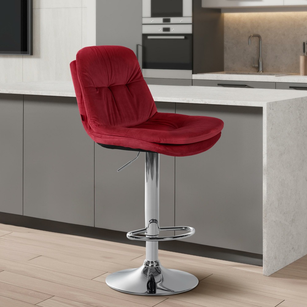 Tabouret de bar laurel velours chrome