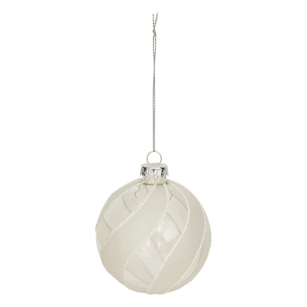 Boule verre torsade d.8cm blanc