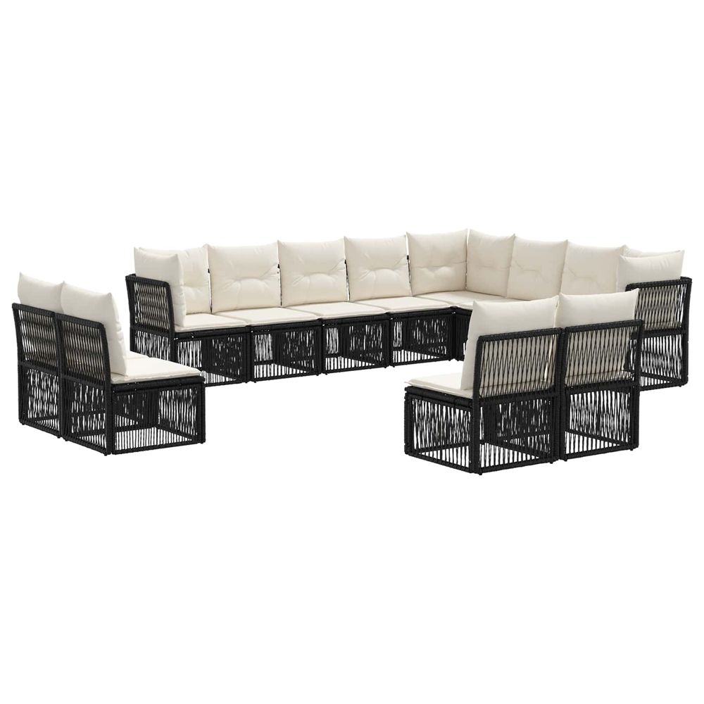Ensemble de canapé de jardin 12 pc noir polyrotin