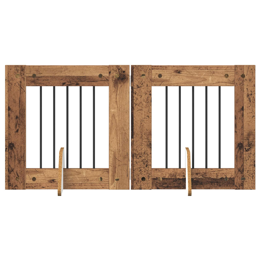 Portillon pour chien avec supports 2 pcs bois ancien 60 x 60 cm
