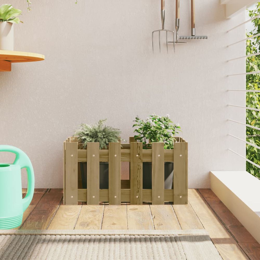 Jardinière en bois pin traité autoclave design clôture jardin 60x30x30 cm