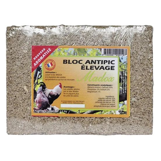 Bloc anti picage pour poules 3,5kg perrin madox