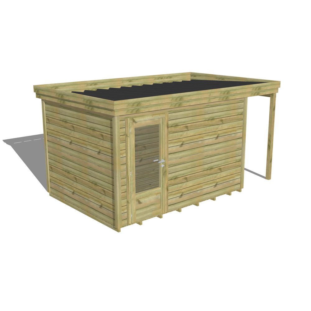 Abri de jardin bois pin traité autoclave 27mm - 4,44x2,64m / 12m2 - bac acier - plancher bois