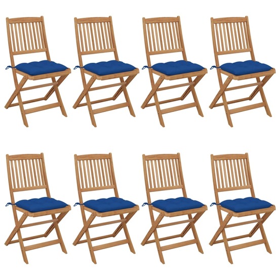Chaises pliables de jardin lot de 8 avec coussins bois d'acacia