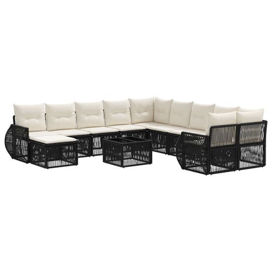 Ensemble de canapé de jardin 12 pc noir polyrotin