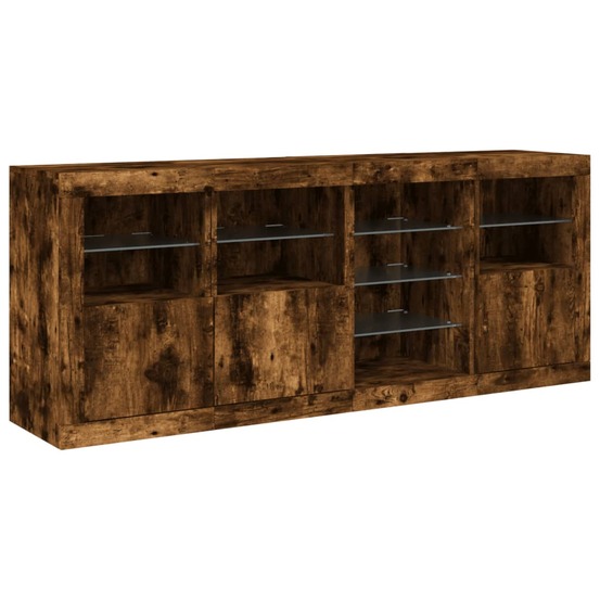 Buffet bahut commode armoire meuble de rangement organisateur cuisine salle de séjour salon avec lumières led 164 x 37 x 67 c