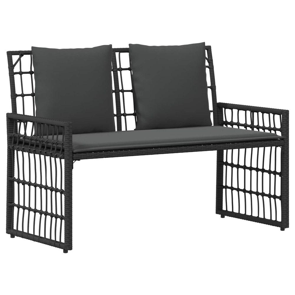 Banc extérieur 2 -seater 116 x 55 x 82 cm acier et rattan poly