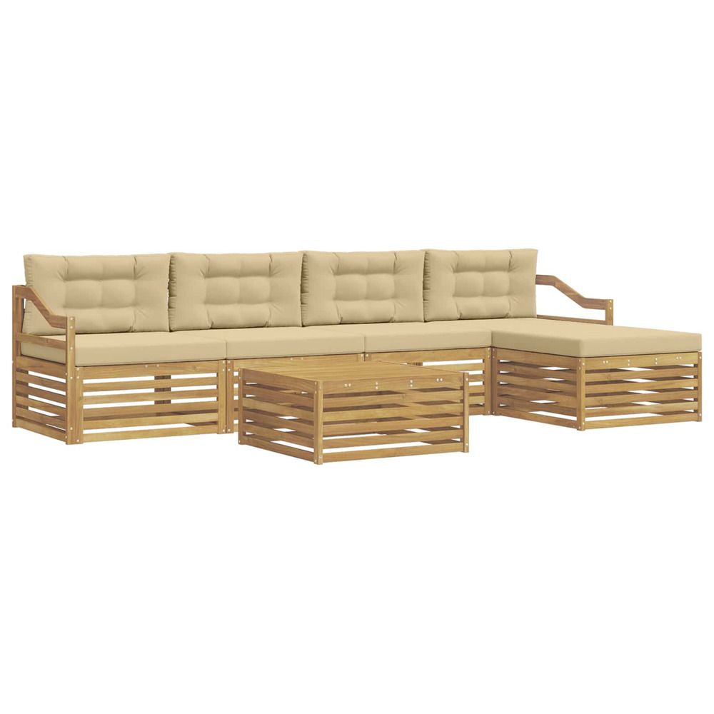 Ensemble de canapés d'extérieur 6 pc blanc et beige polyester