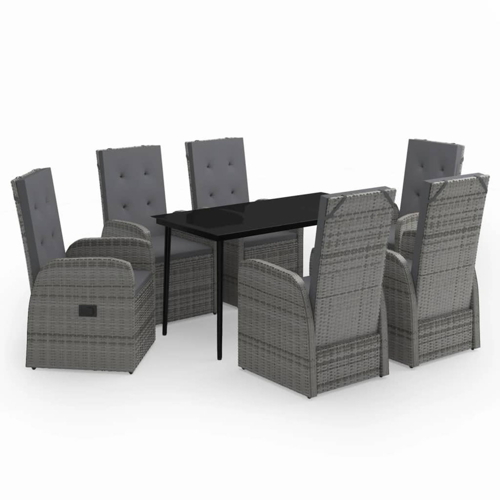 Ensemble à manger de jardin avec coussins 7 pcs gris