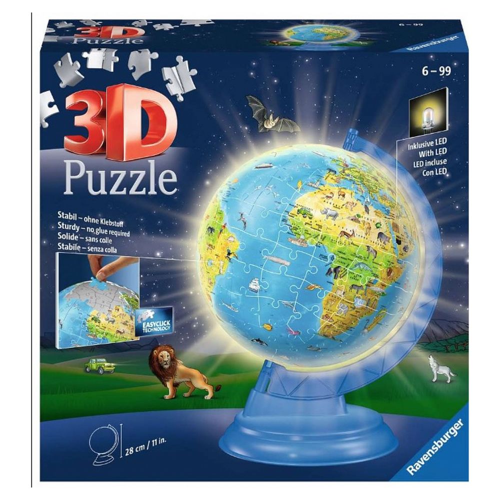 Puzzle 3d globe illumine 180p