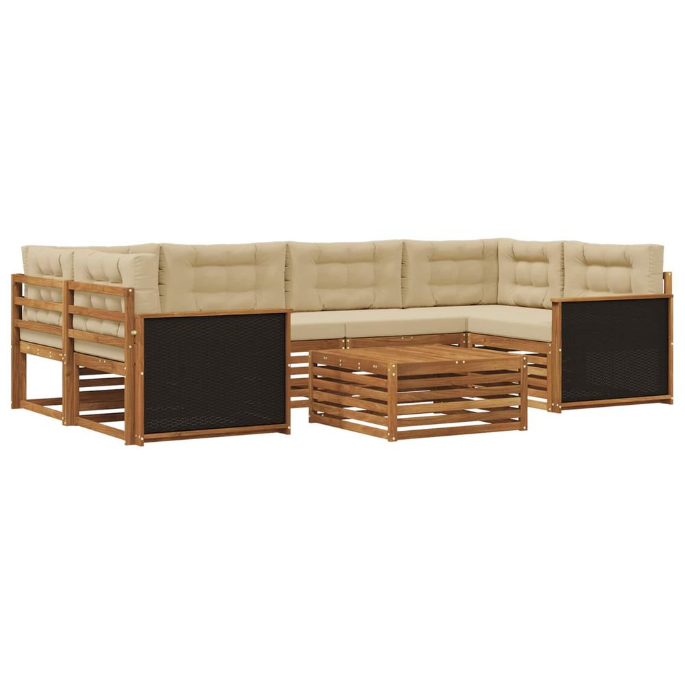 Ensemble de canapés d'extérieur 7 pc naturel et beige polyester