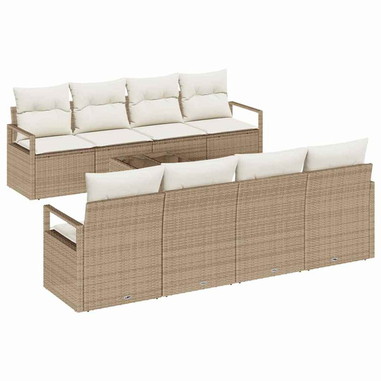 Ensemble de canapés avec coussin 7 pcs beige et crème polyrotin