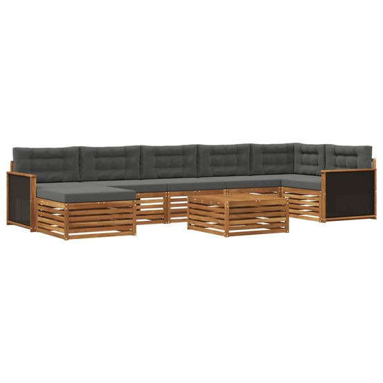 Ensemble de canapés d'extérieur 8 pc naturel et anthracite