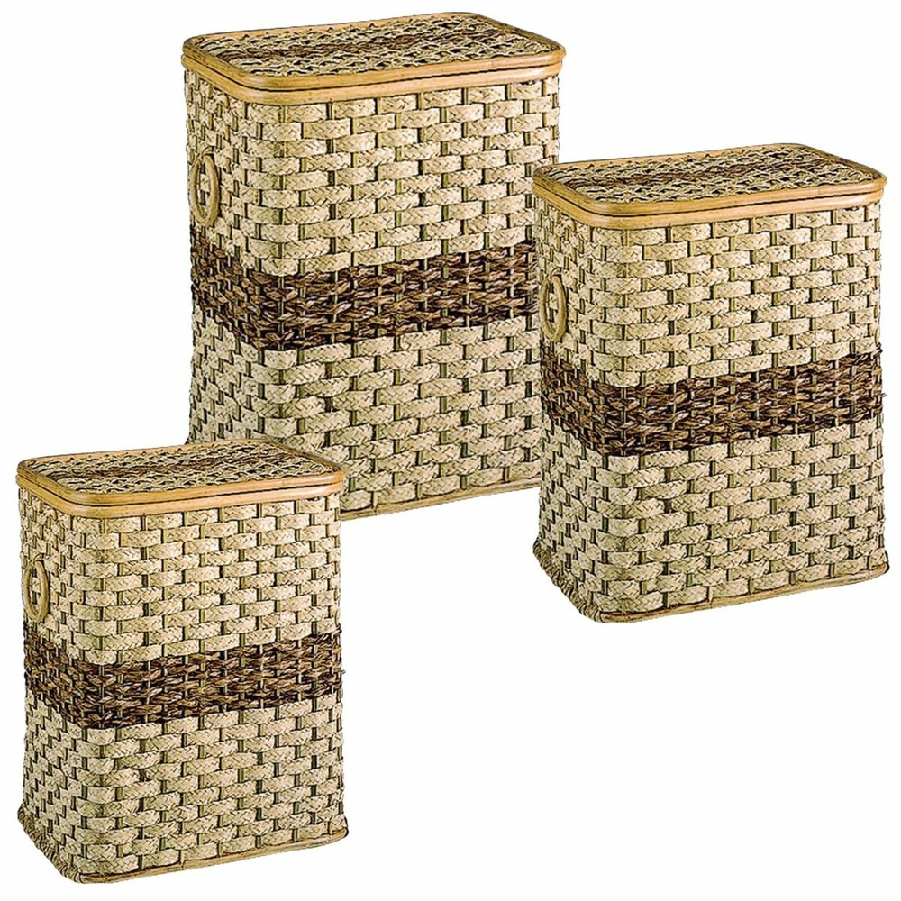 Coffres à linge en rotin et buri (lot de 3)