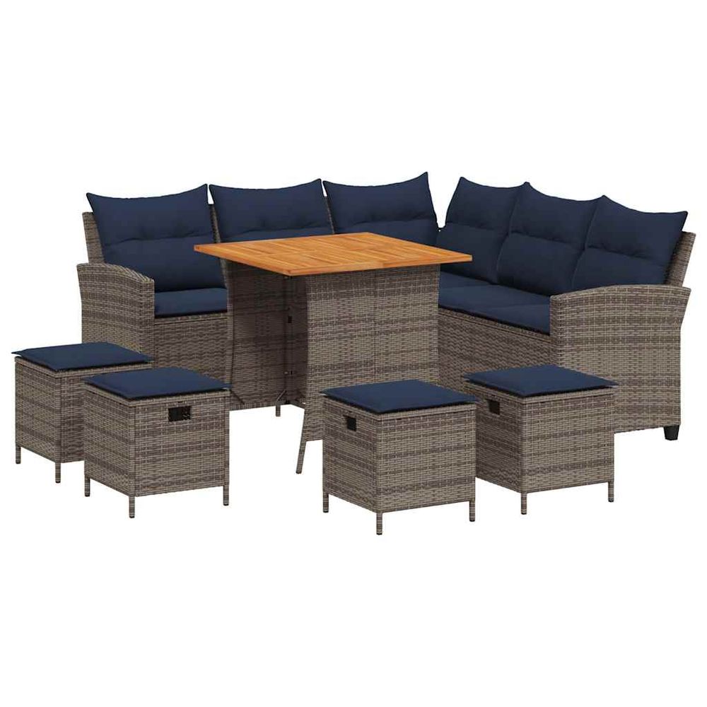 Ensemble de canapé de jardin 6 pcs avec coussins en l gris
