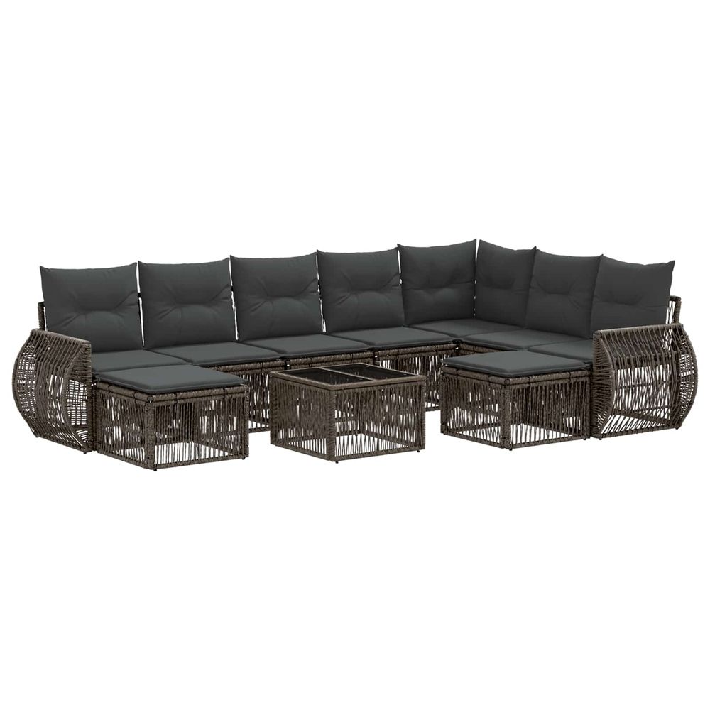 Ensemble de canapé de jardin 10 pc gris polyrotin